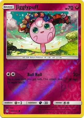 Jigglypuff 134/214 (SM - Unbroken Bonds)  - Reverse Holofoil | Good Games Adelaide SA