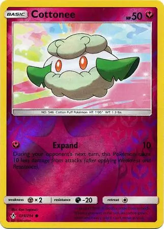 Cottonee 139/214 (SM - Unbroken Bonds)  - Reverse Holofoil | Good Games Adelaide SA