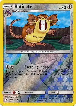 Raticate 144/214 (SM - Unbroken Bonds)  - Reverse Holofoil | Good Games Adelaide SA
