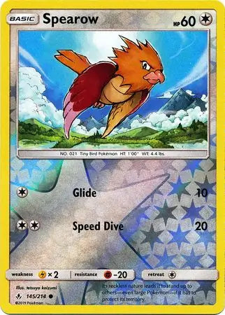 Spearow 145/214 (SM - Unbroken Bonds)  - Reverse Holofoil | Good Games Adelaide SA