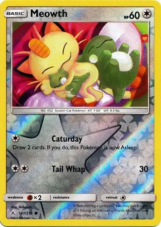 Meowth 147/214 (SM - Unbroken Bonds)  - Reverse Holofoil | Good Games Adelaide SA