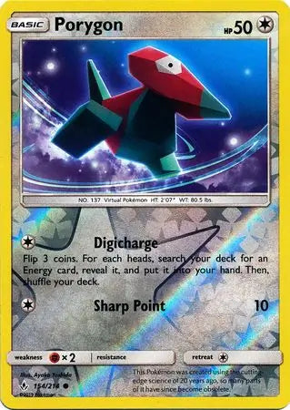 Porygon 154/214 (SM - Unbroken Bonds)  - Reverse Holofoil | Good Games Adelaide SA