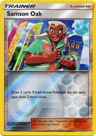 Samson Oak 185/214 (SM - Unbroken Bonds)  - Reverse Holofoil | Good Games Adelaide SA