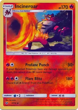 Incineroar 17/73 (Shining Legends)  - Reverse Holofoil | Good Games Adelaide SA
