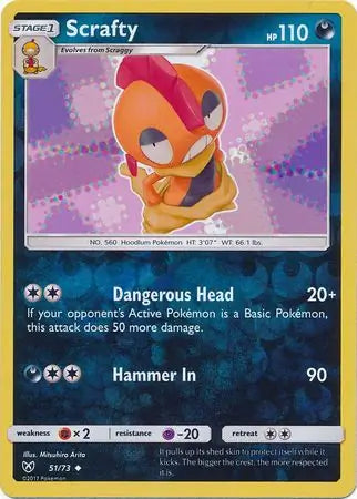 Scrafty 51/73 (Shining Legends)  - Reverse Holofoil | Good Games Adelaide SA