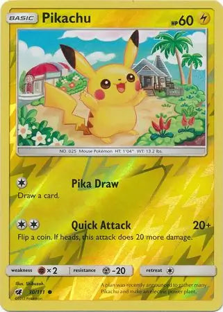 Pikachu 30/111 (SM - Crimson Invasion)  - Reverse Holofoil | Good Games Adelaide SA