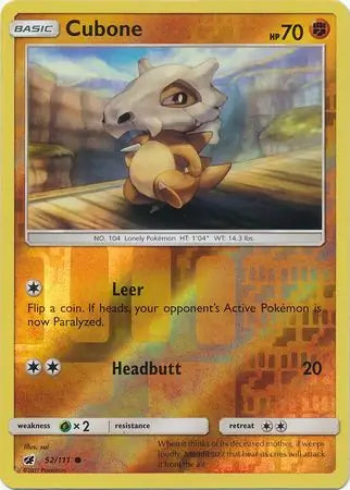 Cubone 52/111 (SM - Crimson Invasion)  - Reverse Holofoil | Good Games Adelaide SA