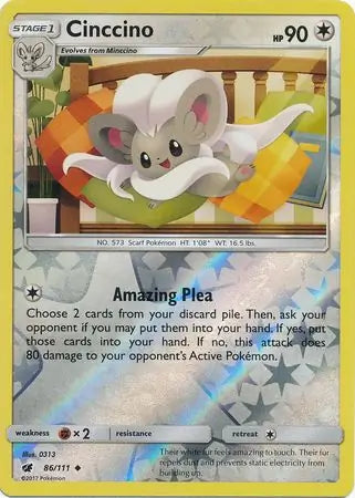 Cinccino 86/111 (SM - Crimson Invasion)  - Reverse Holofoil | Good Games Adelaide SA