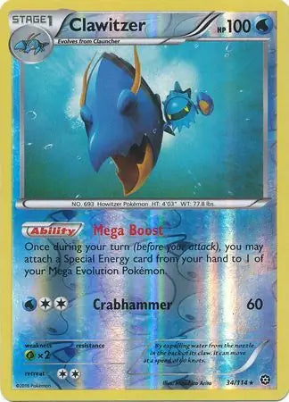 Clawitzer 34/114 (XY - Steam Siege)  - Reverse Holofoil | Good Games Adelaide SA