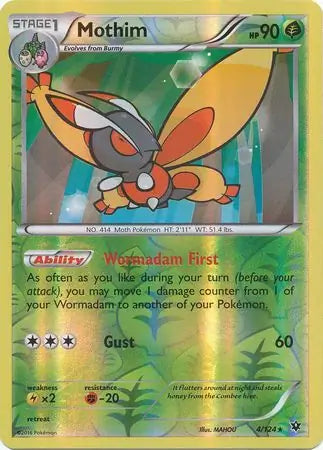 Mothim 4/124 (XY - Fates Collide)  - Reverse Holofoil | Good Games Adelaide SA