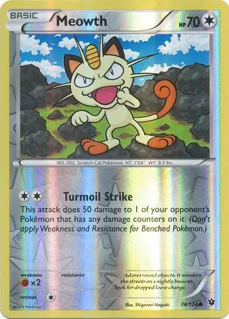 Meowth 74/124 (XY - Fates Collide)  - Reverse Holofoil | Good Games Adelaide SA