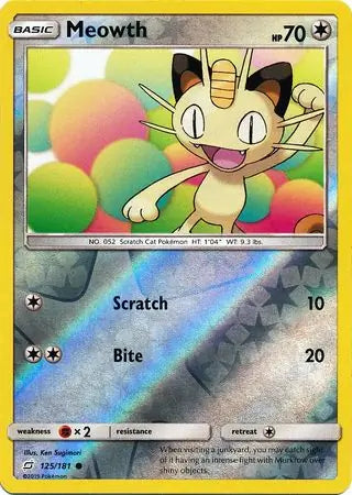 Meowth 125/181 (SM - Team Up)  - Reverse Holofoil | Good Games Adelaide SA
