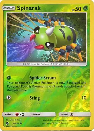 Spinarak 9/214 (SM - Lost Thunder)  - Reverse Holofoil | Good Games Adelaide SA