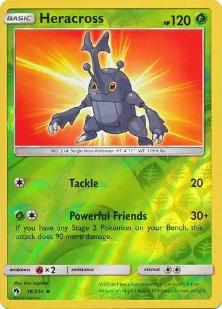Heracross 18/214 (SM - Lost Thunder)  - Reverse Holofoil | Good Games Adelaide SA