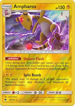 Ampharos 78/214 (SM - Lost Thunder)  - Reverse Holofoil | Good Games Adelaide SA