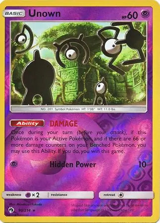 Unown 90/214 (SM - Lost Thunder)  - Reverse Holofoil | Good Games Adelaide SA