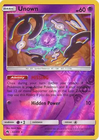 Unown 92/214 (SM - Lost Thunder)  - Reverse Holofoil | Good Games Adelaide SA