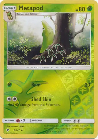 Metapod 2/147 (SM - Burning Shadows)  - Reverse Holofoil | Good Games Adelaide SA