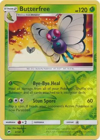 Butterfree 3/147 (SM - Burning Shadows)  - Reverse Holofoil | Good Games Adelaide SA