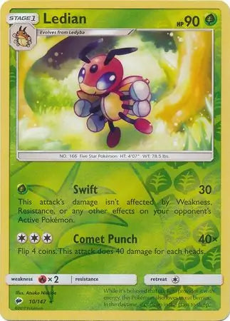 Ledian 10/147 (SM - Burning Shadows)  - Reverse Holofoil | Good Games Adelaide SA