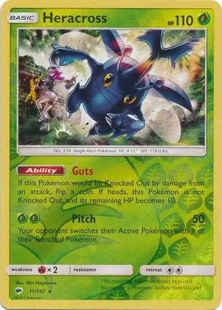 Heracross 11/147 (SM - Burning Shadows)  - Reverse Holofoil | Good Games Adelaide SA