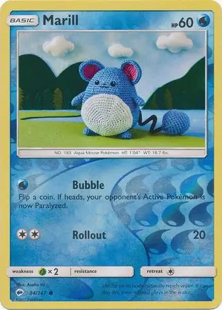 Marill 34/147 (SM - Burning Shadows)  - Reverse Holofoil | Good Games Adelaide SA