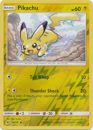 Pikachu 40/147 (SM - Burning Shadows)  - Reverse Holofoil | Good Games Adelaide SA
