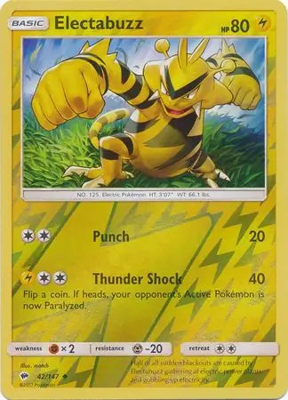 Electabuzz 42/147 (SM - Burning Shadows)  - Reverse Holofoil | Good Games Adelaide SA