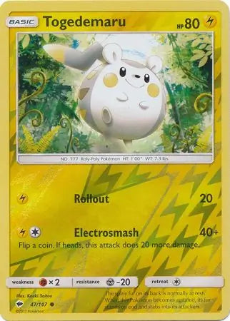 Togedemaru 47/147 (SM - Burning Shadows)  - Reverse Holofoil | Good Games Adelaide SA