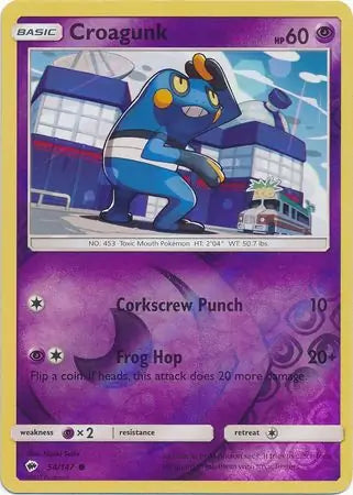 Croagunk 54/147 (SM - Burning Shadows)  - Reverse Holofoil | Good Games Adelaide SA