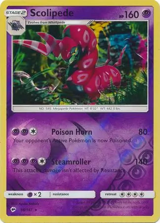Scolipede 58/147 (SM - Burning Shadows)  - Reverse Holofoil | Good Games Adelaide SA