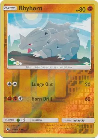 Rhyhorn 65/147 (SM - Burning Shadows)  - Reverse Holofoil | Good Games Adelaide SA