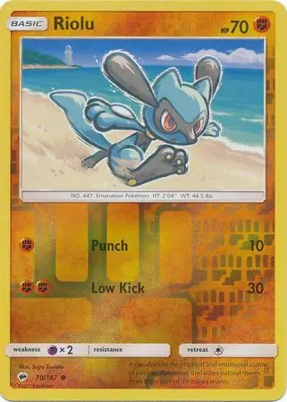Riolu 70/147 (SM - Burning Shadows)  - Reverse Holofoil | Good Games Adelaide SA