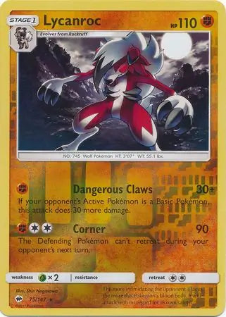 Lycanroc 75/147 (SM - Burning Shadows)  - Reverse Holofoil | Good Games Adelaide SA