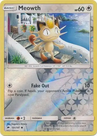 Meowth 101/147 (SM - Burning Shadows)  - Reverse Holofoil | Good Games Adelaide SA