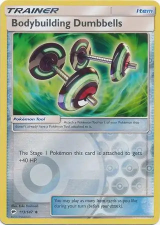 Bodybuilding Dumbbells 113/147 (SM - Burning Shadows)  - Reverse Holofoil | Good Games Adelaide SA