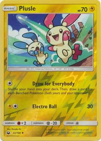 Plusle 53/168 (SM - Celestial Storm)  - Reverse Holofoil | Good Games Adelaide SA