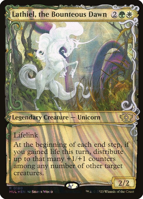 Lathiel, the Bounteous Dawn 180 (March of the Machine: Multiverse Legends)  - Showcase Halo Foil | Good Games Adelaide SA