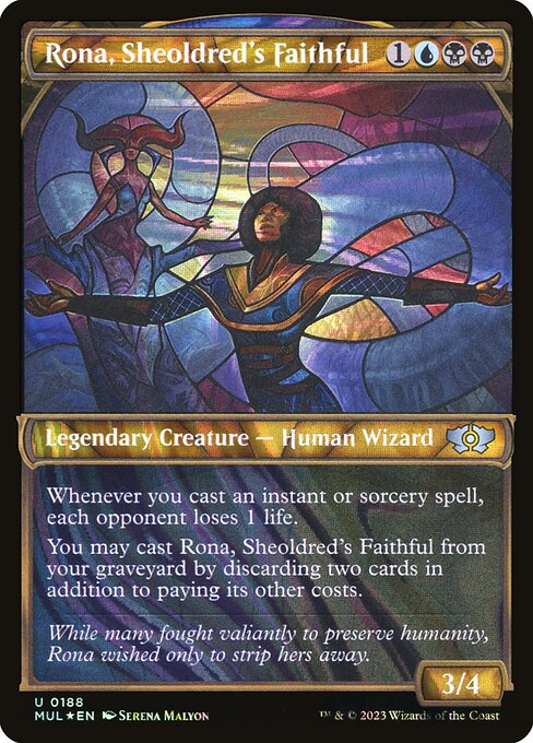 Rona, Sheoldred's Faithful 188 (March of the Machine: Multiverse Legends)  - Showcase Halo Foil | Good Games Adelaide SA