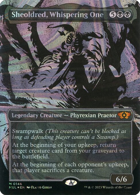 Sheoldred, Whispering One 146 (March of the Machine: Multiverse Legends)  - Borderless Halo Foil | Good Games Adelaide SA
