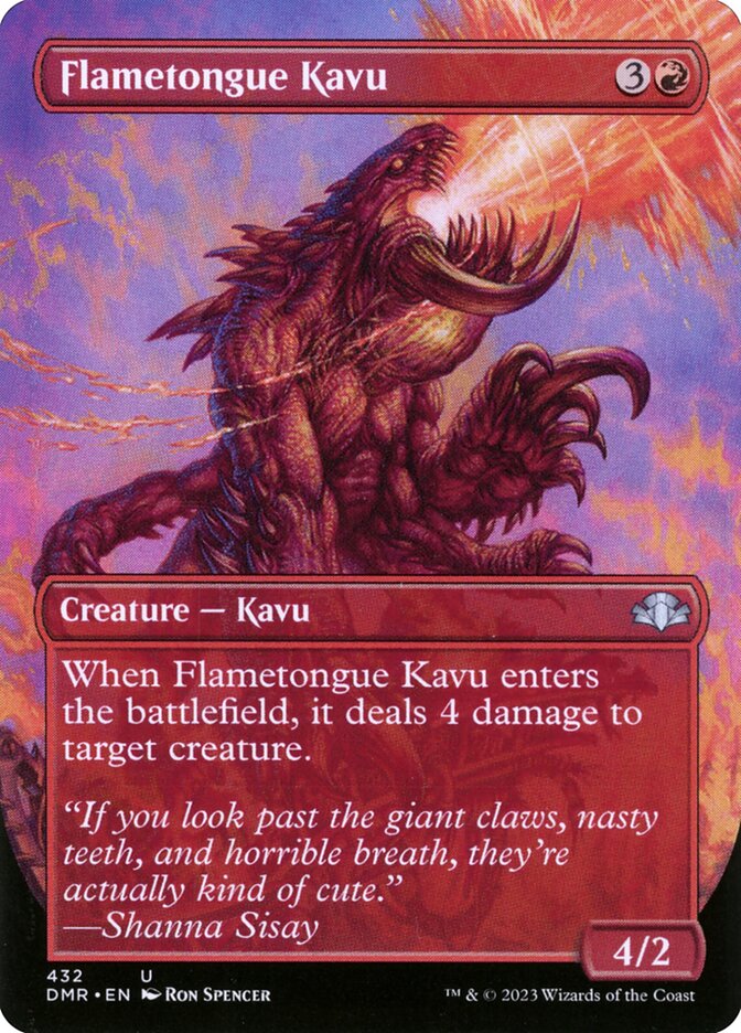 Flametongue Kavu 432 (Dominaria Remastered)  - Borderless Foil | Good Games Adelaide SA