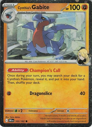 Cynthia's Gabite 103/182 (Miscellaneous Cards & Products)  - Cosmo Holofoil | Good Games Adelaide SA