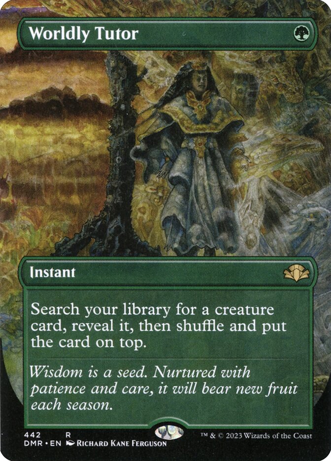 Worldly Tutor 442 (Dominaria Remastered)  - Borderless | Good Games Adelaide SA