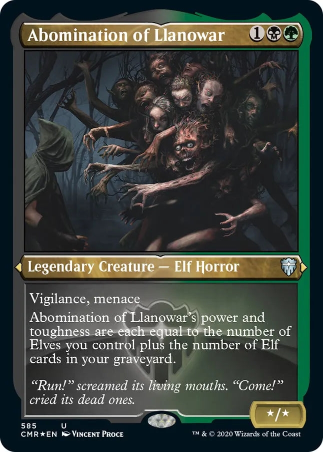 Abomination of Llanowar 585 (Commander Legends)  - Etched Foil | Good Games Adelaide SA