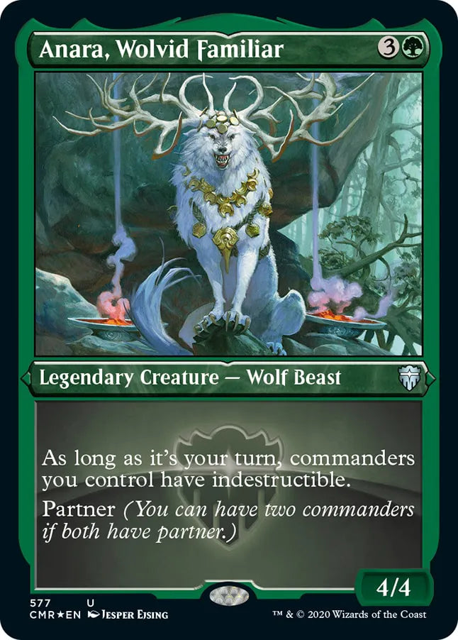 Anara, Wolvid Familiar 577 (Commander Legends)  - Etched Foil | Good Games Adelaide SA