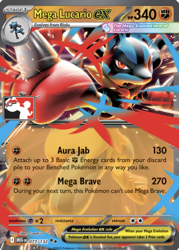 Mega Lucario ex Series 8 077/132 (Prize Pack Series Cards)  - Holofoil | Good Games Adelaide SA
