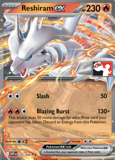 Reshiram ex Series 8 020/086 (Prize Pack Series Cards)  - Holofoil | Good Games Adelaide SA
