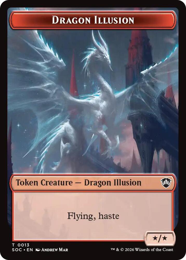 Dragon Illusion Elemental 0019 Double Sided Token 13 // 19 (Commander: Secrets of Strixhaven)  - Foil | Good Games Adelaide SA