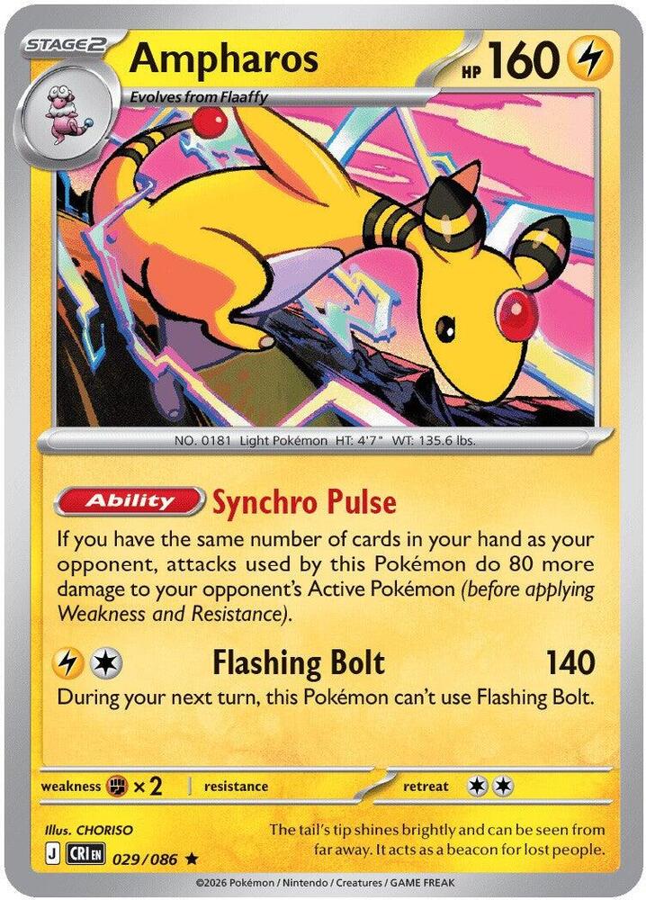 Ampharos 029/086 (ME04: Chaos Rising)  - Holofoil | Good Games Adelaide SA