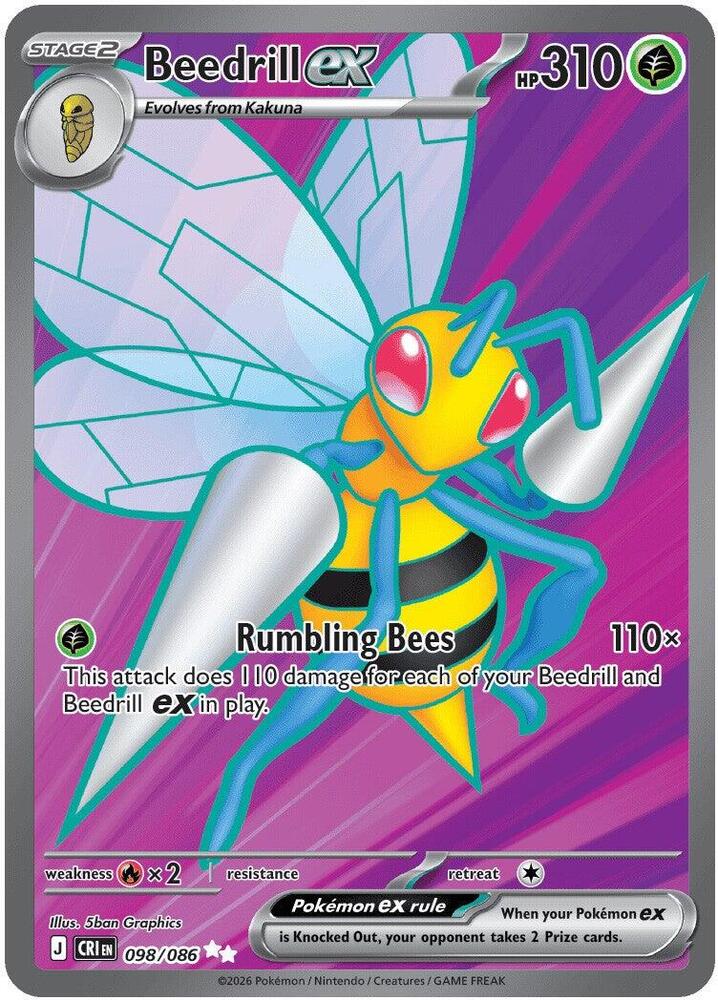 Beedrill ex 098/086 (ME04: Chaos Rising)  - Holofoil | Good Games Adelaide SA